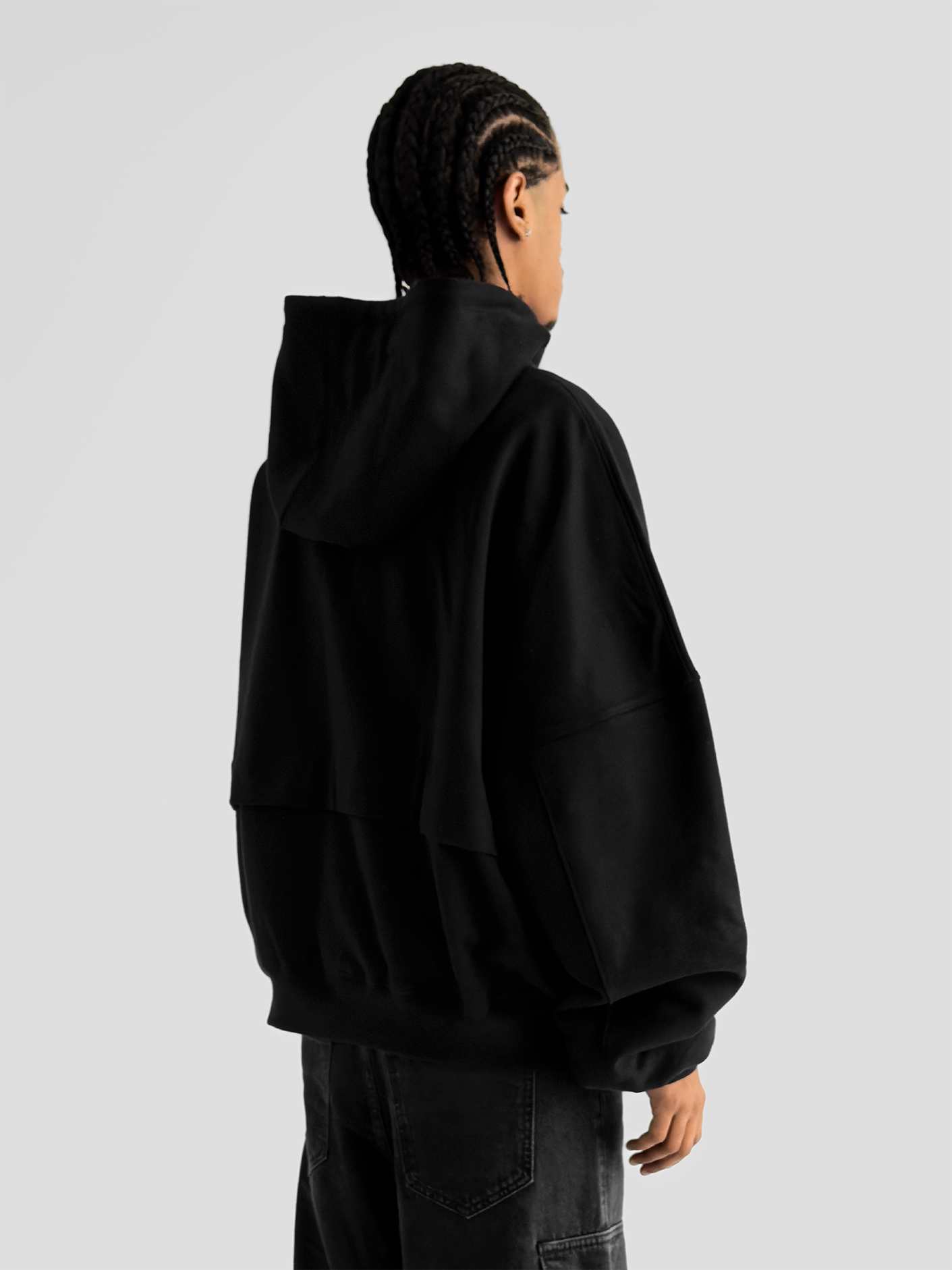 BLACK ZIP-UP HOODIE
