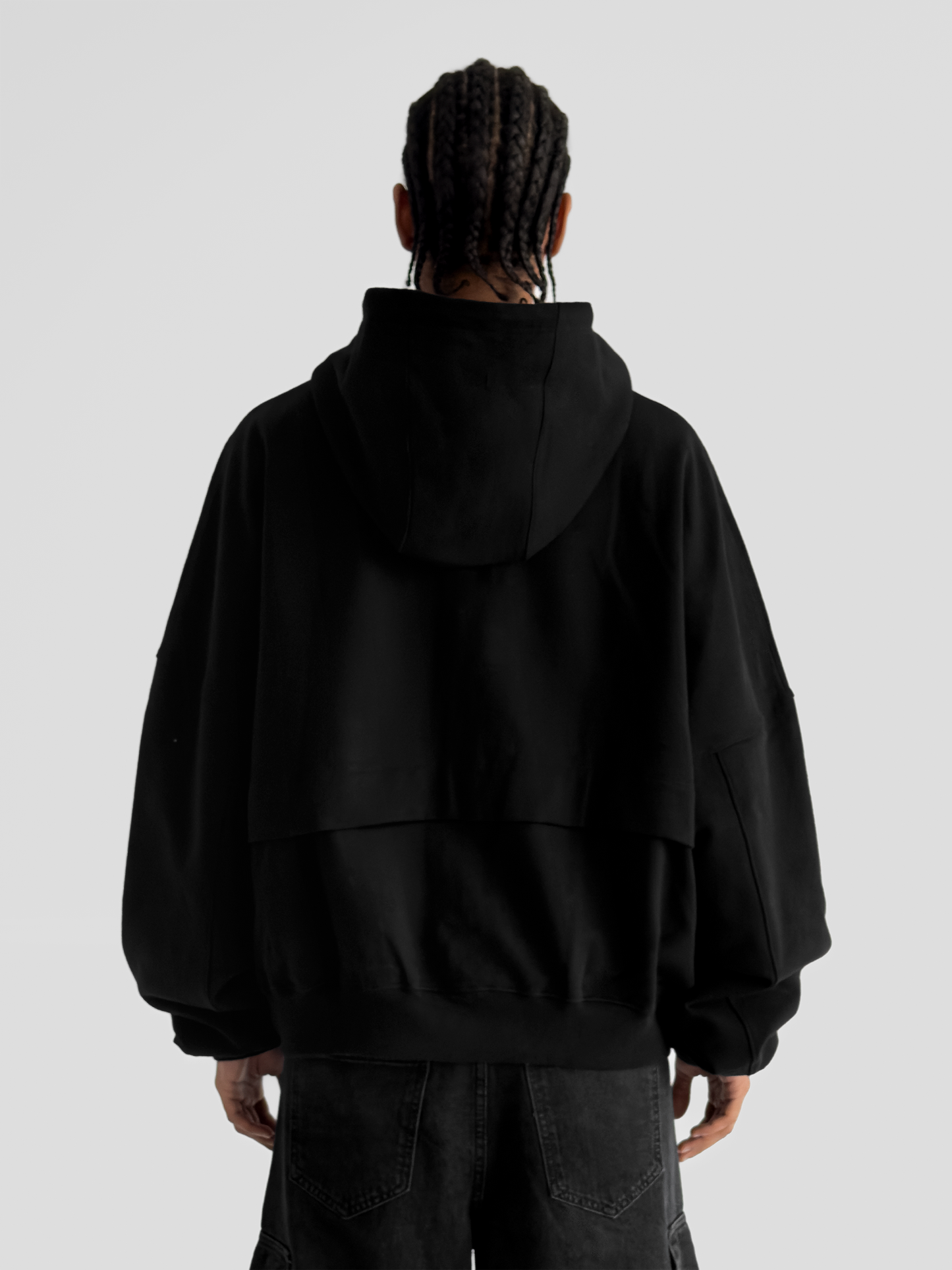 BLACK ZIP-UP HOODIE