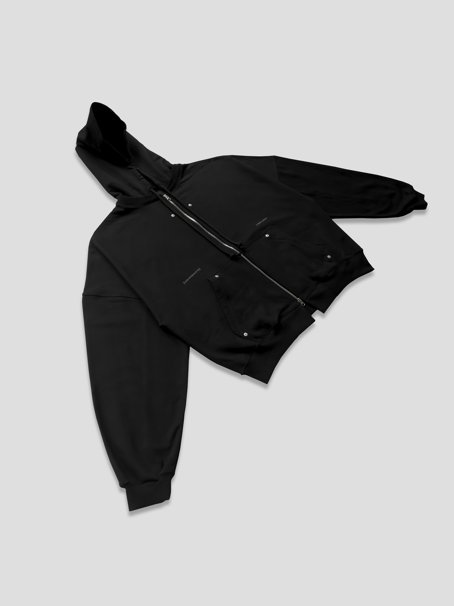 BLACK ZIP-UP HOODIE