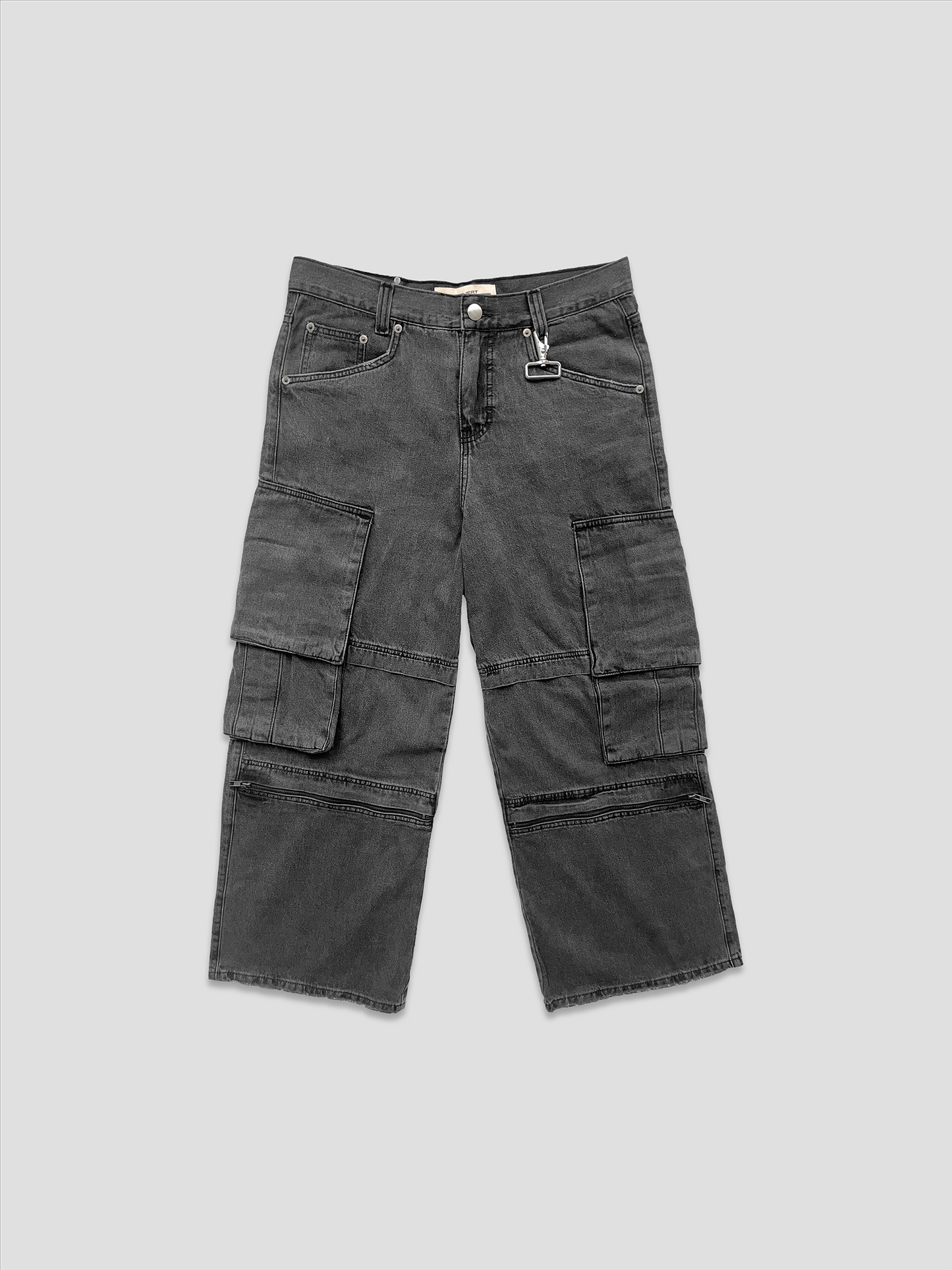 GRAY DENIM CARGO JEANS