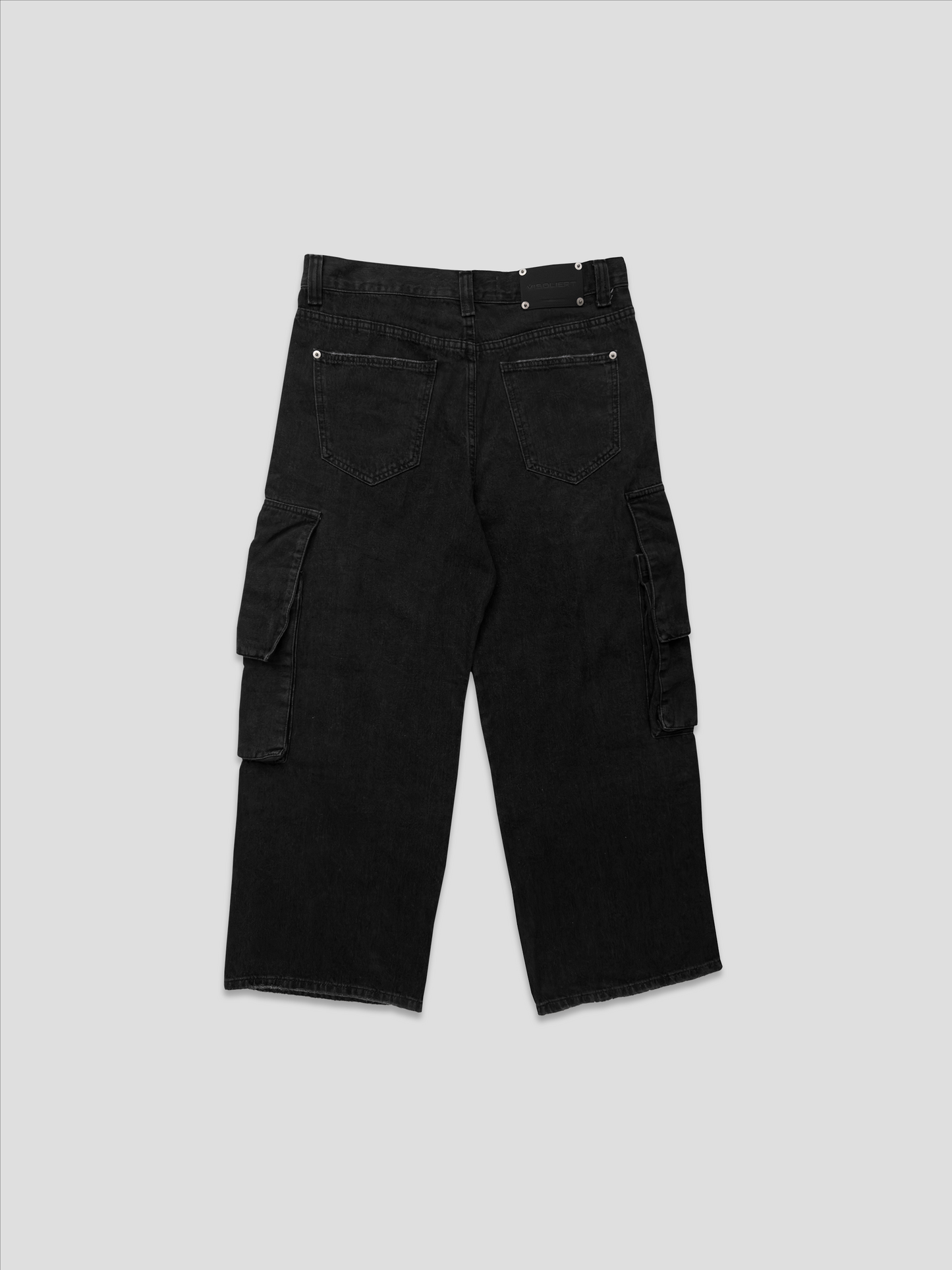 BLACK DENIM CARGO JEANS