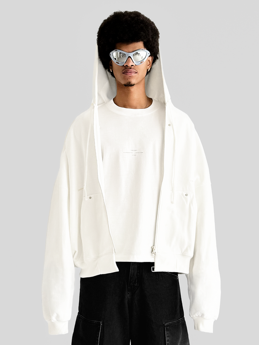 PEARL WHITE ZIP-UP HOODIE