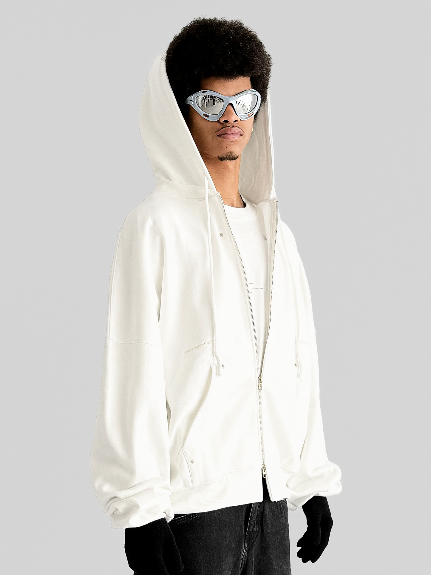 PEARL WHITE ZIP-UP HOODIE
