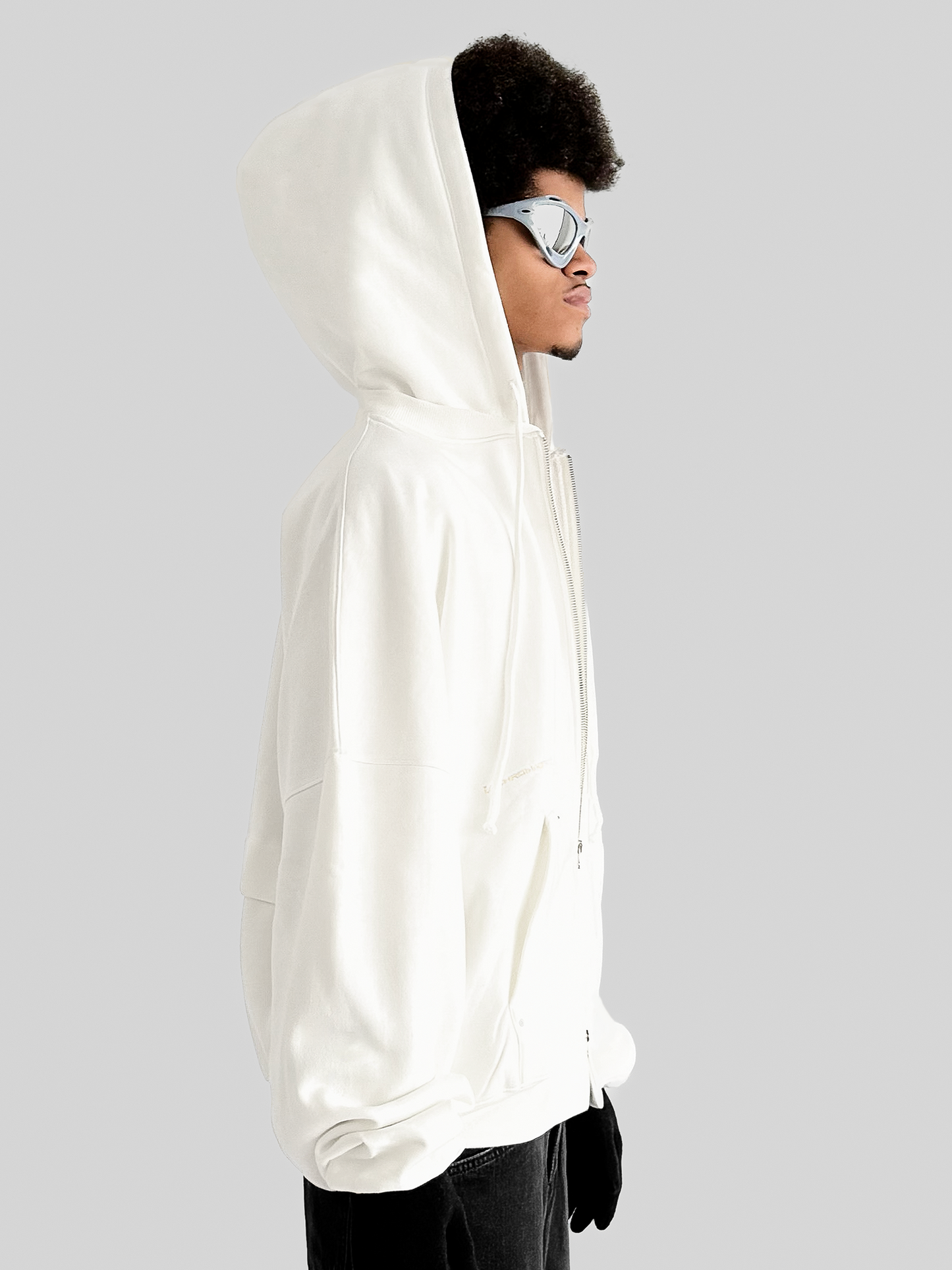 PEARL WHITE ZIP-UP HOODIE