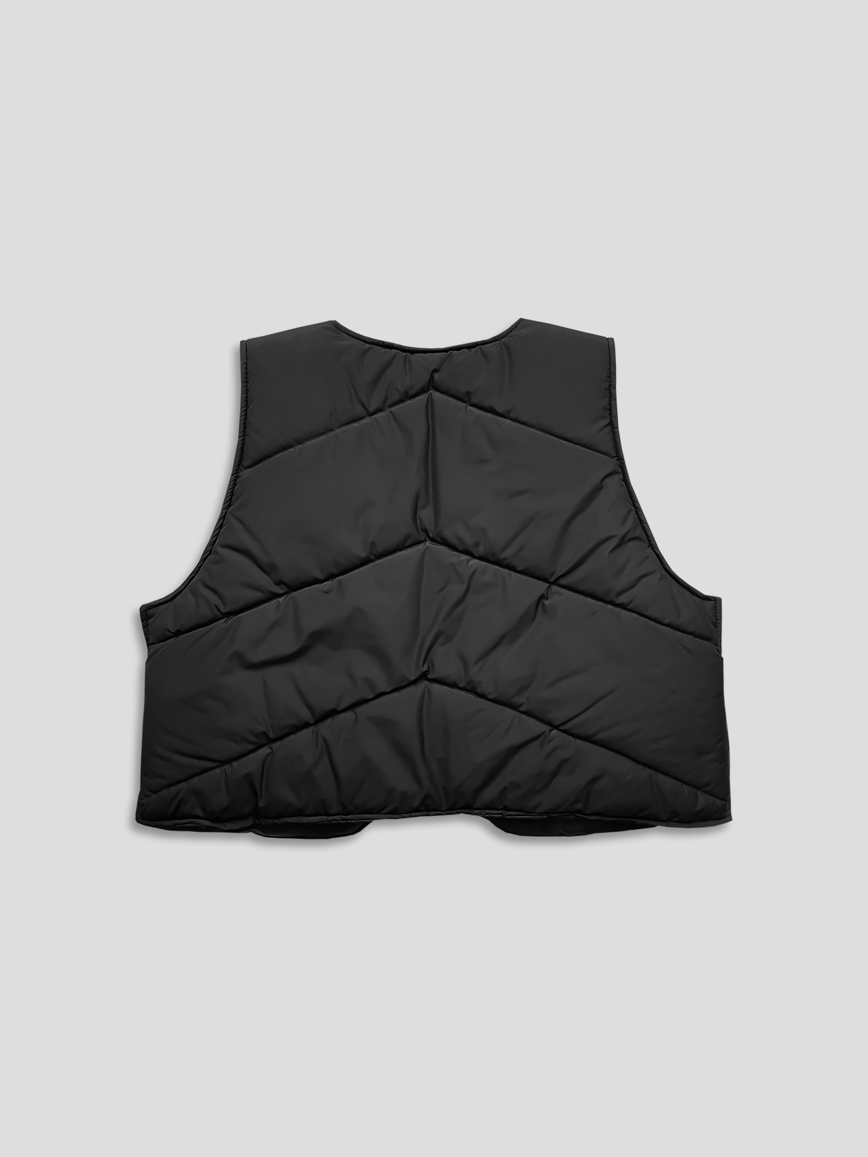 BLACK V-NECK PUFFER VEST