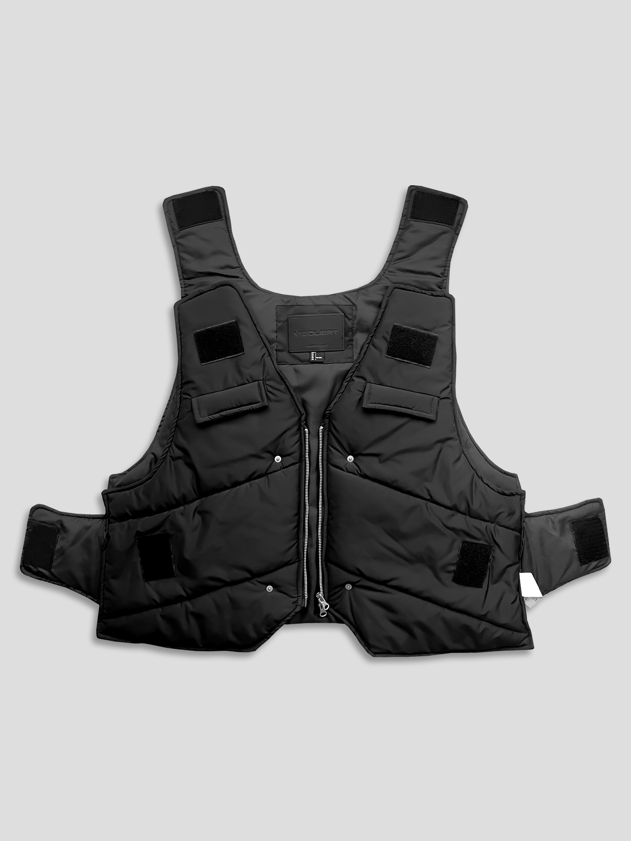 BLACK V-NECK PUFFER VEST