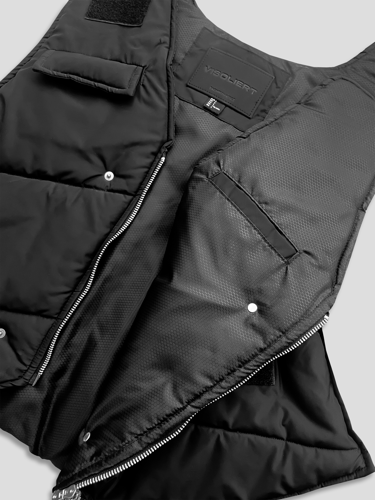 BLACK V-NECK PUFFER VEST