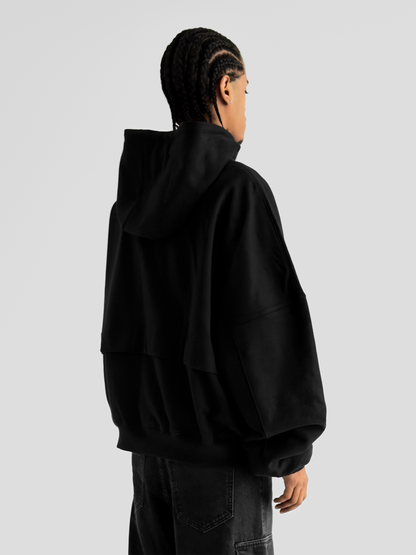 BLACK ZIP-UP HOODIE