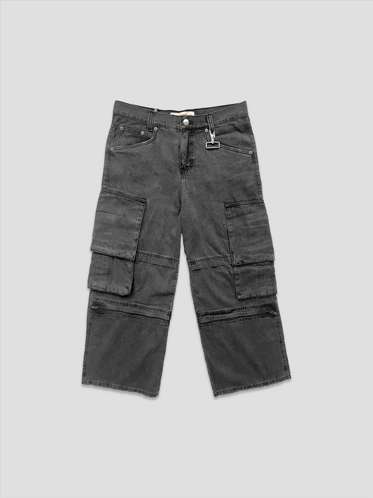 GRAY DENIM CARGO JEANS