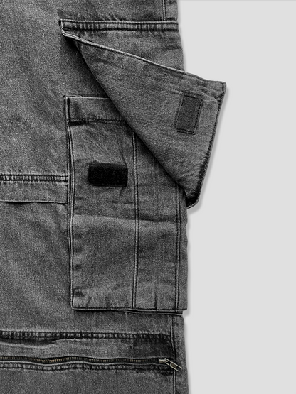 GRAY DENIM CARGO JEANS