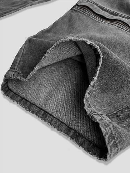 GRAY DENIM CARGO JEANS