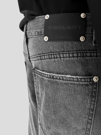 GRAY DENIM CARGO JEANS