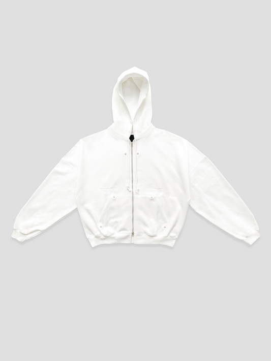 PEARL WHITE ZIP-UP HOODIE