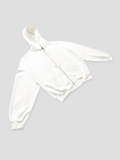 PEARL WHITE ZIP-UP HOODIE