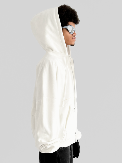 PEARL WHITE ZIP-UP HOODIE
