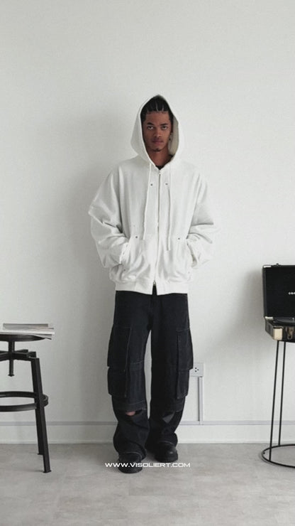 PEARL WHITE ZIP-UP HOODIE